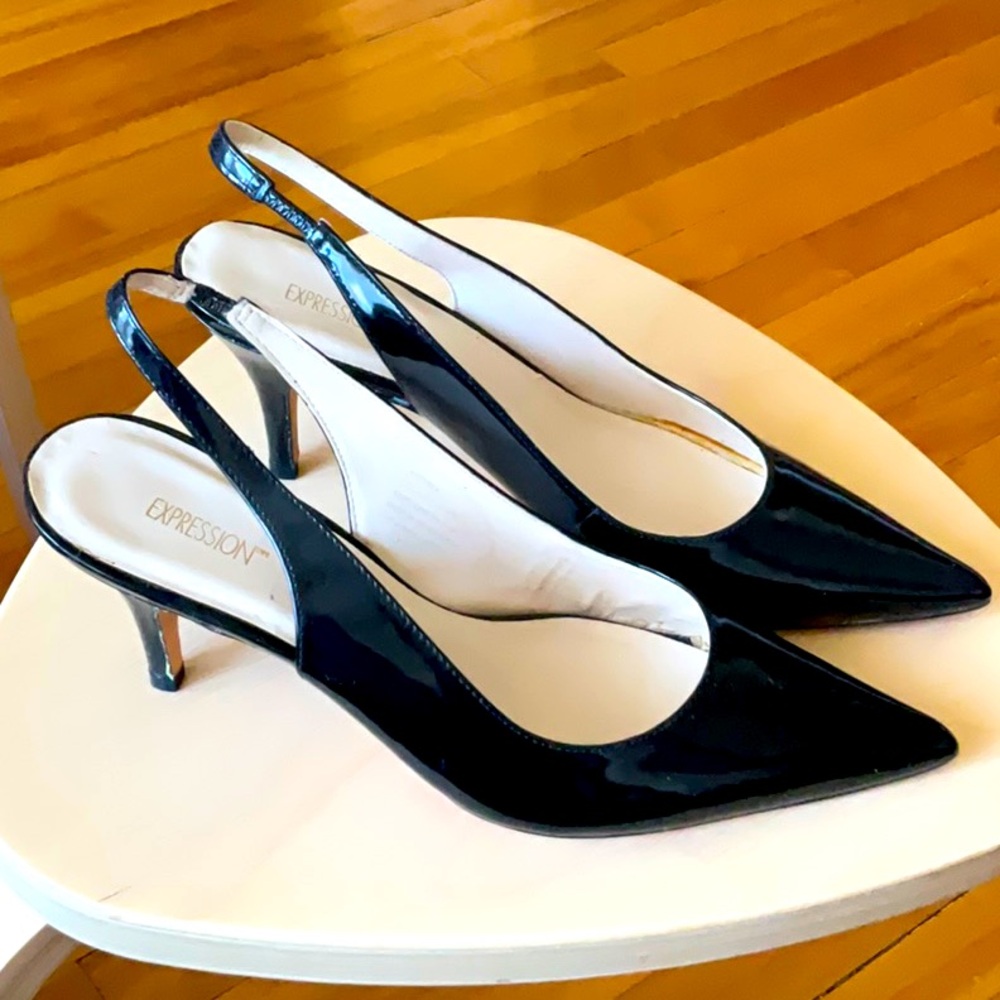 Expressions Black Slingback Heels